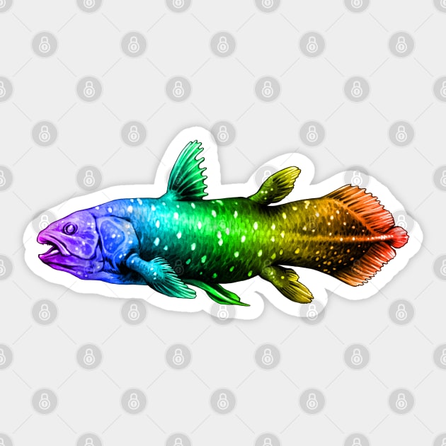 Rainbow Coelacanth Fish Sticker by Pip Tacla